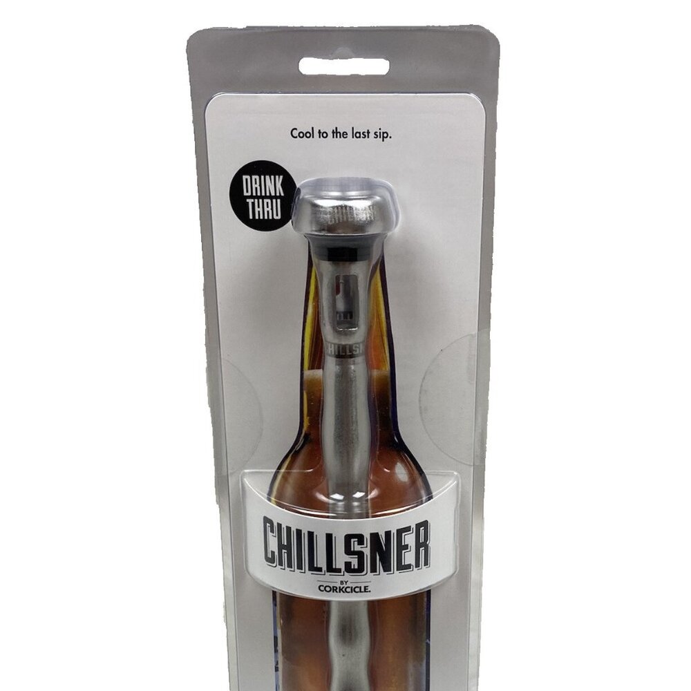 NEW Chillsner by Corkcicle Drink Thru Beer Chiller Reusable Non-Toxic